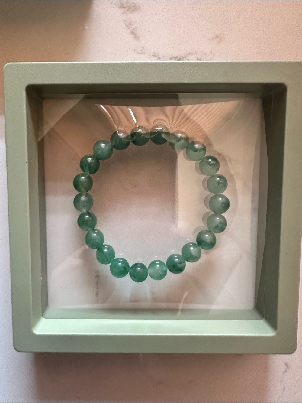 HeTian jade Green Beaded Stretch Bracelet - Unbranded